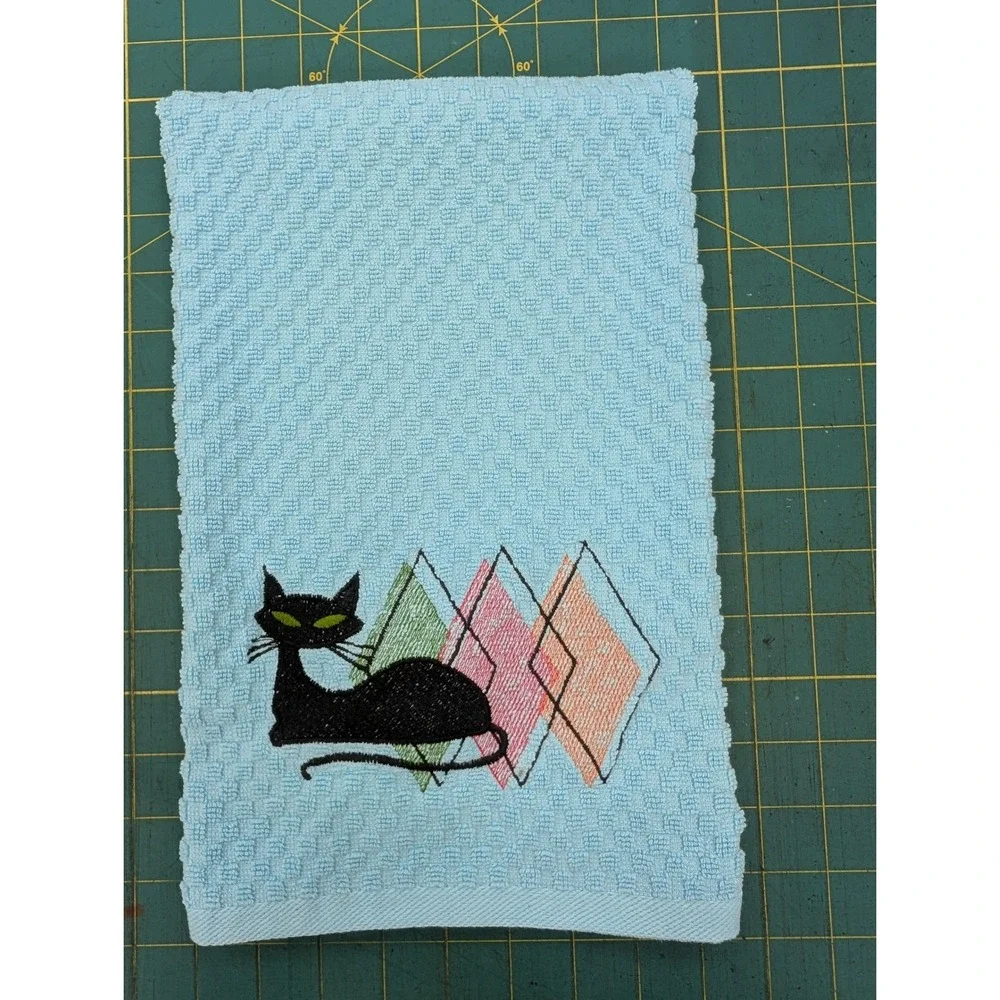 Retro Mid Century Modern Atomic Cat Kitchen Towel Set of 1 Great Gift Idea!